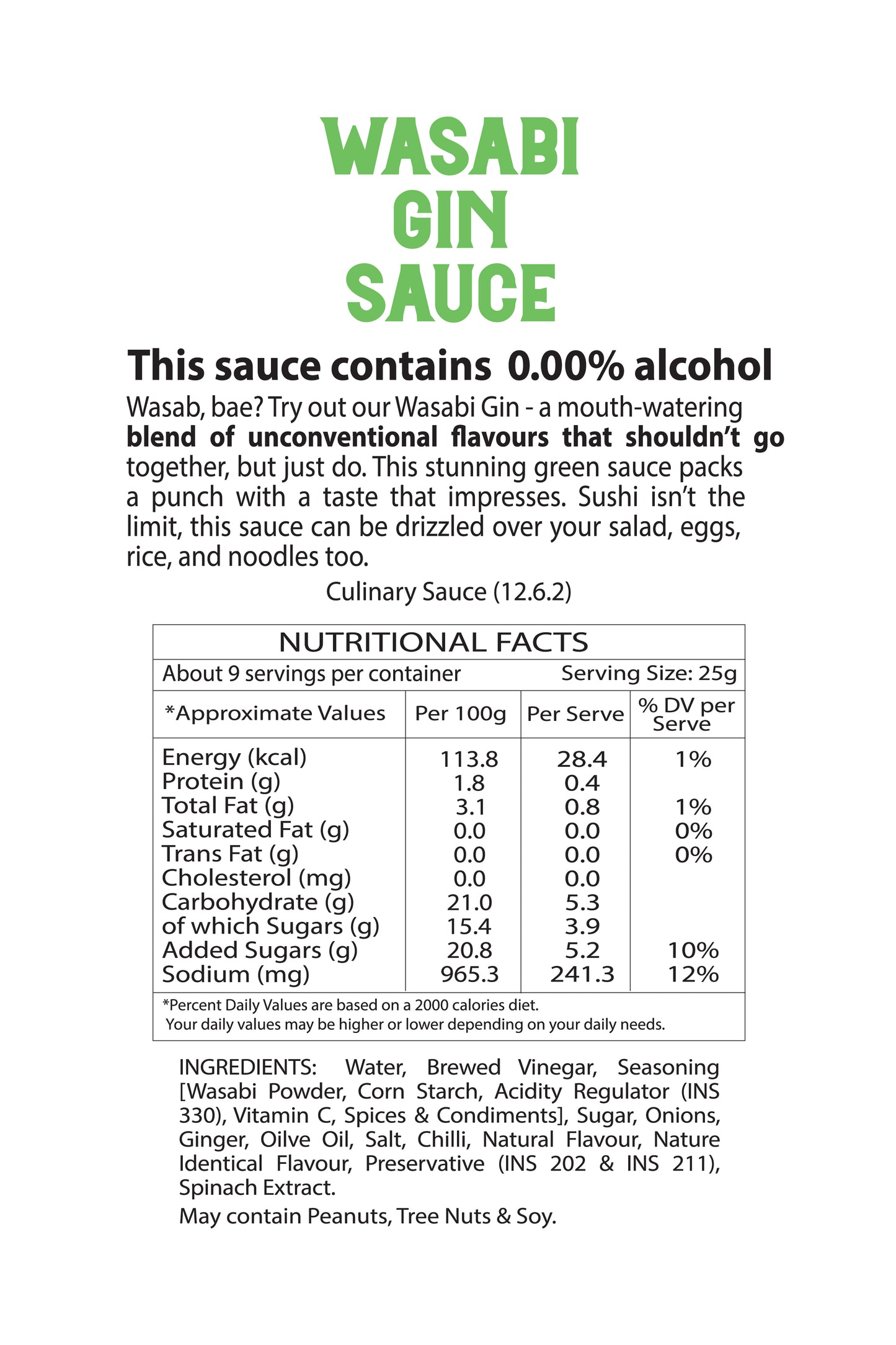 Sakaza Wasabi Gin Sauce