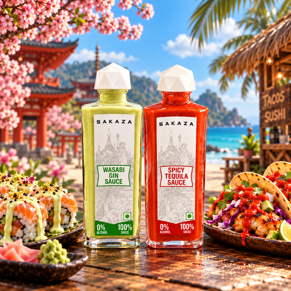 Sakaza House Party Box | 4 Noodles + Spicy Tequila & Wasabi Gin Sauces