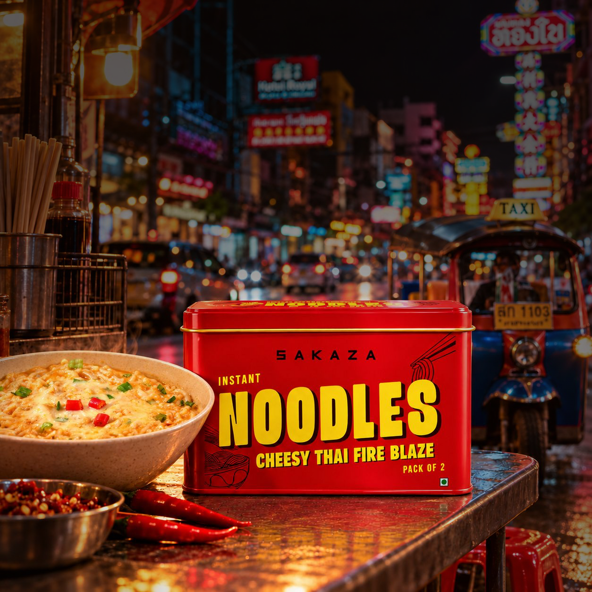 Fire Shot Combo | Cheesy Thai Fire Blaze Noodles + Spicy Tequila Sauce