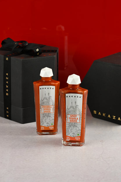 Sakaza Signature Sauce Duo Gift Set | Non-Alcoholic Spicy Tequila & Wasabi Gin Gourmet Sauces | Premium 2-Pack Foodie Gift Hamper