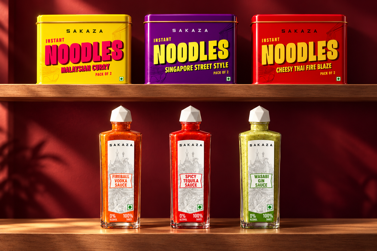 Sakaza noodles and sauces on display