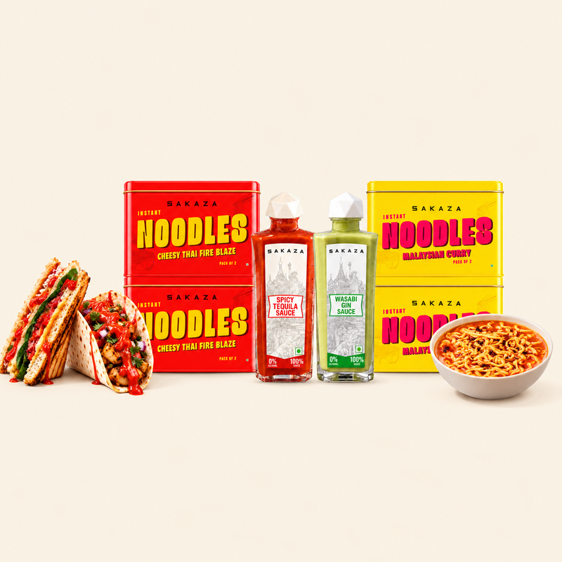 Sakaza House Party Box | 4 Noodles + Spicy Tequila & Wasabi Gin Sauces