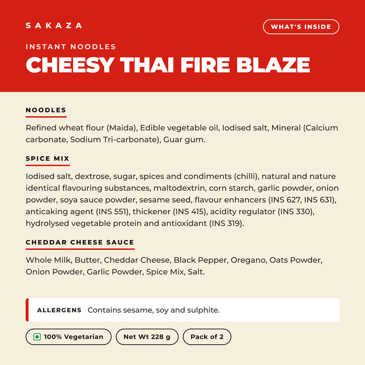 Sakaza Cheesy Thai Fire Blaze Noodles (Pack of 2)
