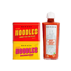 Sakaza 2 Noodles Cheesy Thai Fire Blaze, Malaysian Curry & 1 Spicy Tequila Sauce