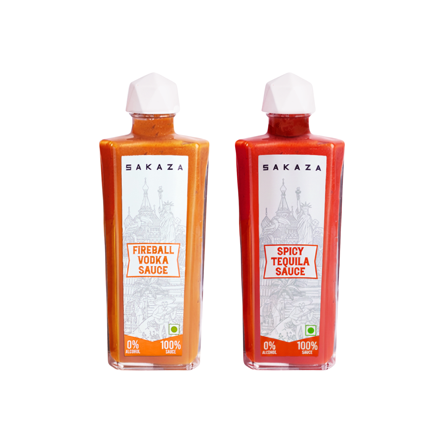 Sakaza Sauce Combo | Non-Alcoholic Spicy Tequila &  Fireball Vodka Sauce Gourmet Sauces
