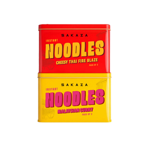 Sakaza Noodles Pack of 2 - Cheesy Thai Fire Blaze and Malaysian Curry