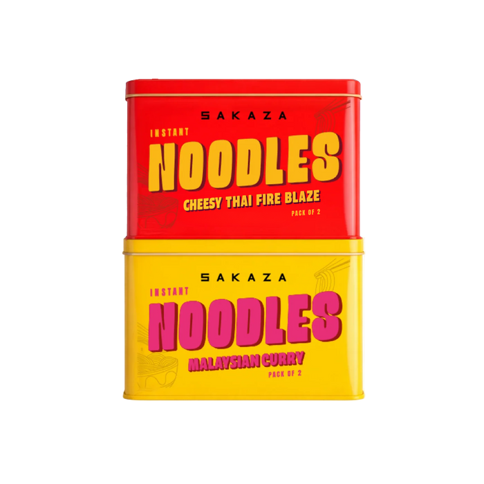 Sakaza Noodles Pack of 2 - Cheesy Thai Fire Blaze and Malaysian Curry