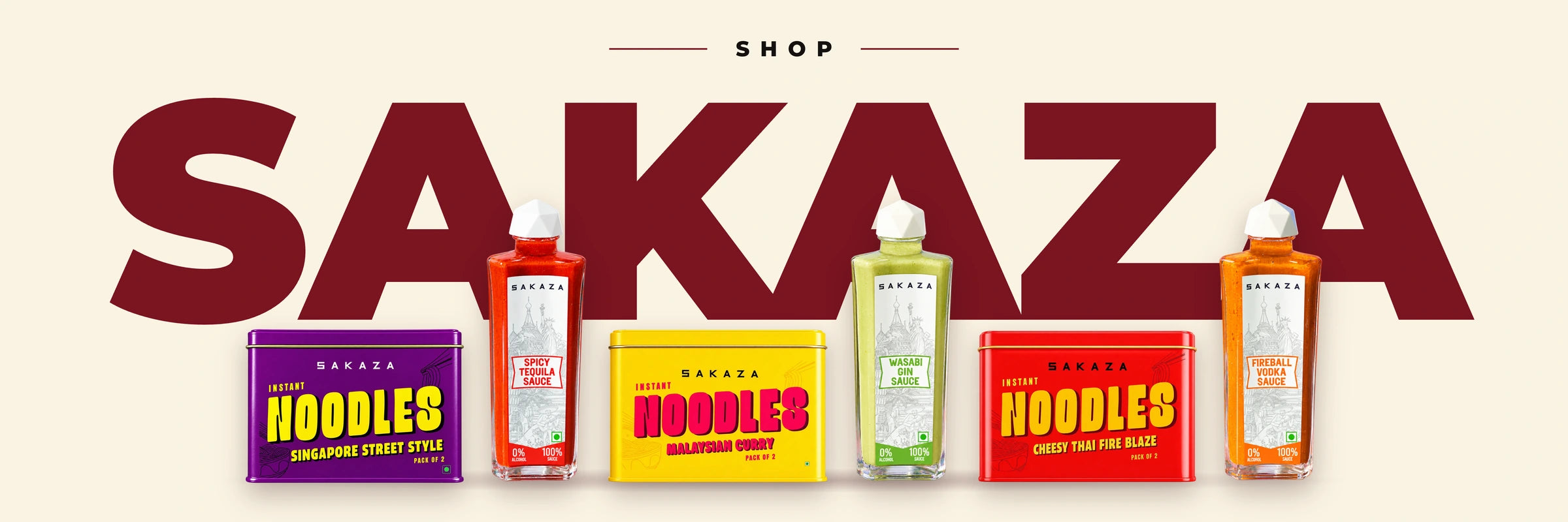 Sakaza gourmet noodle tins and 0% alcohol sauces